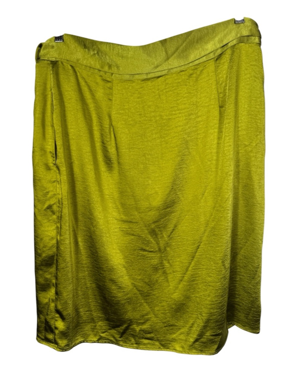 Wildfang The Empower Satin Wrap Skirt in Chartreuse, Size XL - Picture 8 of 8